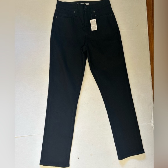 Lands' End high rise straight black denim jeans NWT Sz-4. O2 - Picture 3 of 10